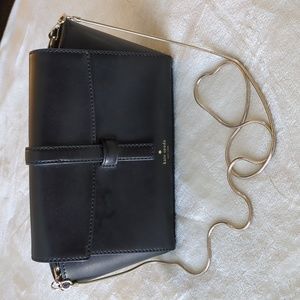 Kate Spade Riverside Street Emmie Black Leather Gold Chain Strap Bag Purse